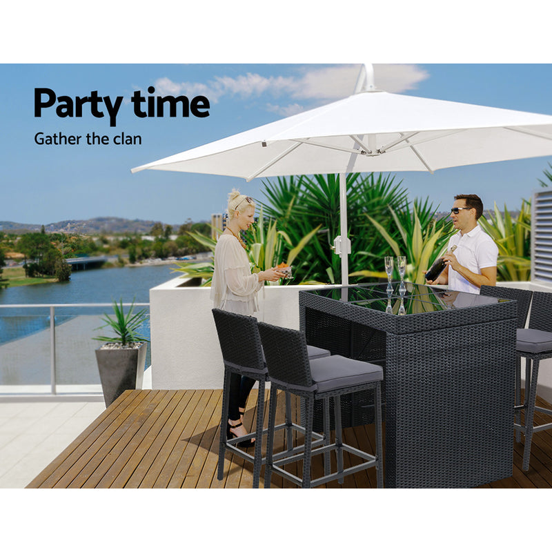 Gardeon Outdoor Bar Set Table Chairs Stools Rattan Patio Furniture 4 Seaters - Coll Online