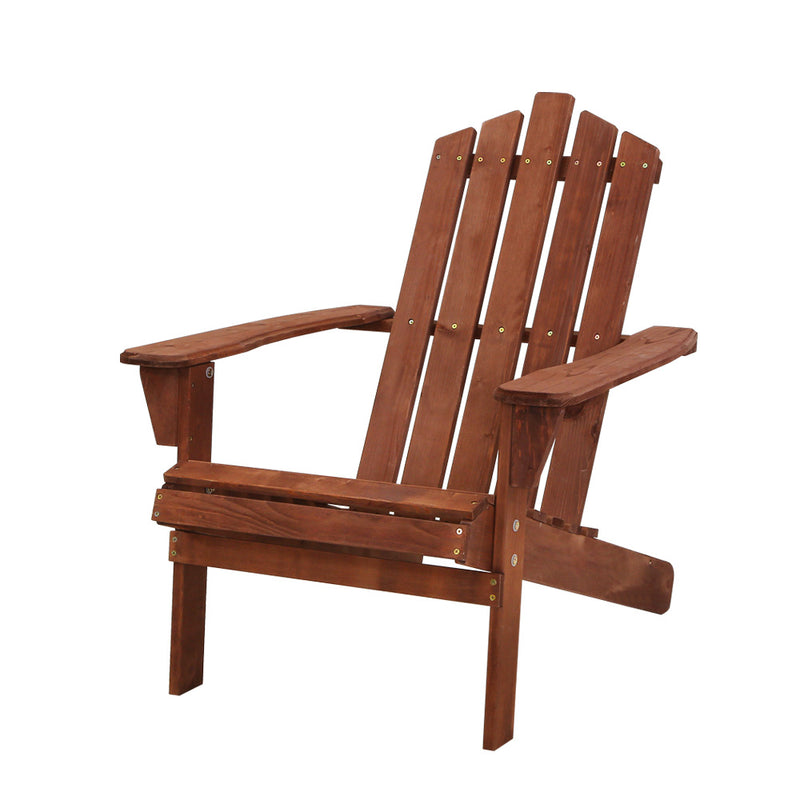 Gardeon Outdoor Sun Lounge Beach Chairs Table Setting Wooden Adirondack Patio Brown Chair - Coll Online