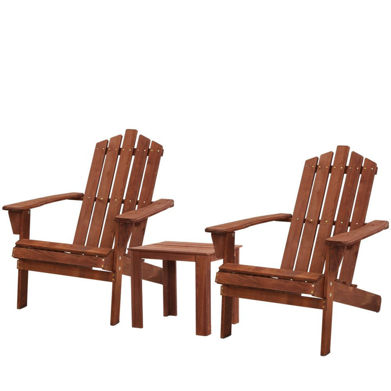 Gardeon Outdoor Sun Lounge Beach Chairs Table Setting Wooden Adirondack Patio Chair Brwon - Coll Online