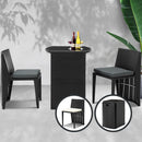 Gardeon 3 Piece PE Wicker Outdoor Table and Chair Set - Black