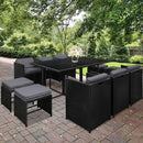 Gardeon 11 Piece PE Wicker Outdoor Dining Set - Black