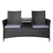 Gardeon 2 Seater Outdoor Wicker Bench - Black