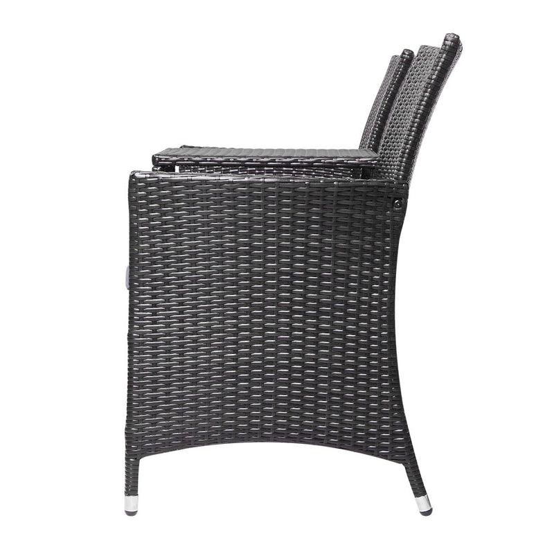 Gardeon 2 Seater Outdoor Wicker Bench - Black