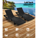 Gardeon Sun Lounge Setting Black Wicker Day Bed Outdoor Furniture Garden Patio - Coll Online