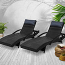 Gardeon Sun Lounge Setting Black Wicker Day Bed Outdoor Furniture Garden Patio - Coll Online