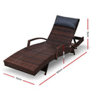Gardeon Sun Lounge Setting Brown Wicker Day Bed Outdoor Furniture Garden Patio - Coll Online