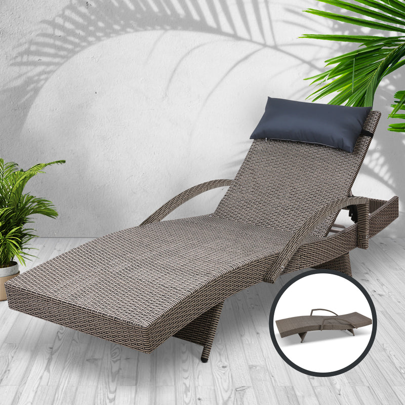 Gardeon Outdoor Sun Lounge Furniture Day Bed Wicker Pillow Sofa Set - Coll Online