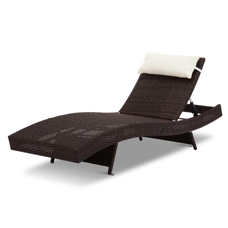 Gardeon Outdoor Wicker Sun Lounge - Brown - Coll Online