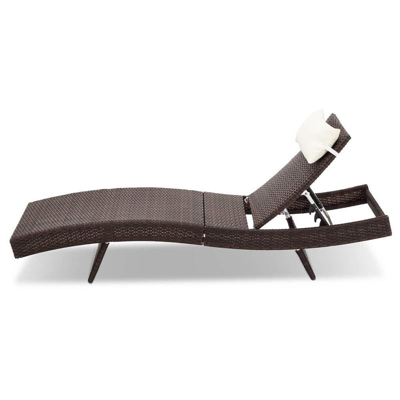 Gardeon Outdoor Wicker Sun Lounge - Brown - Coll Online