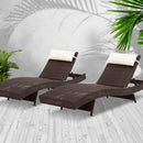 Gardeon Set of 2 Outdoor Wicker Sun Lounges - Brown - Coll Online