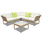 Gardeon 6pcs Outdoor Sofa Lounge Setting Couch Wicker Table Chairs Patio Furniture Beige - Coll Online