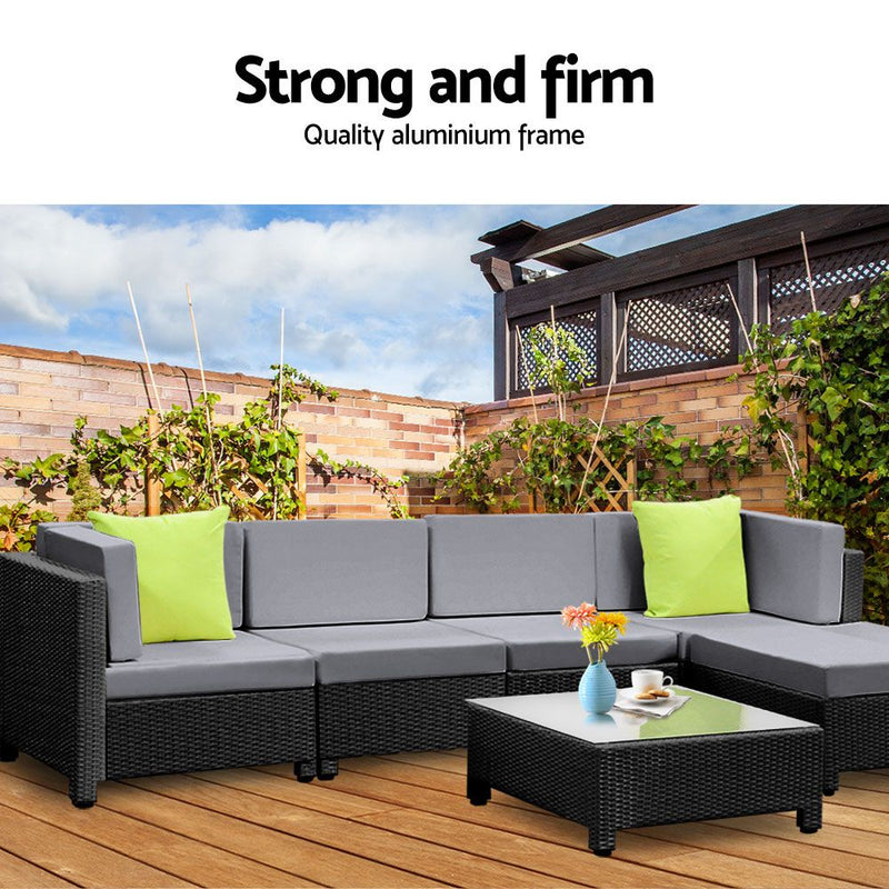 Gardeon 6PC Sofa Set Lounge Setting Outdoor Furniture Wicker Couches Garden Patio Pool - Coll Online