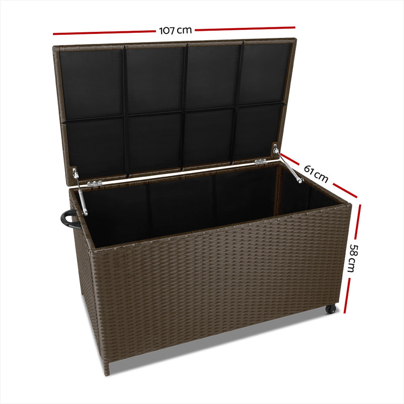 Gardeon 320L Outdoor Wicker Storage Box - Brown - Coll Online