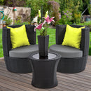 Gardeon 4 Piece PE Wicker Outdoor Set - Black