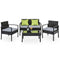 4 Seater Sofa Set Outdoor Furniture Lounge Setting Wicker Chairs Table Rattan Lounger Bistro Patio Garden Cushions Black - Coll Online