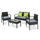 4 Seater Sofa Set Outdoor Furniture Lounge Setting Wicker Chairs Table Rattan Lounger Bistro Patio Garden Cushions Black - Coll Online