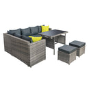 Gardeon Outdoor Furniture Patio Set Dining Sofa Table Chair Lounge Garden Wicker Grey