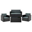 Gardeon 4 Piece Outdoor Wicker Furniture Set - Black