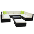 Gardeon 10PC Sofa Set with Storage Cover Outdoor Furniture Wicker - Coll Online