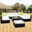 Gardeon 10PC Sofa Set with Storage Cover Outdoor Furniture Wicker - Coll Online