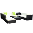 Gardeon 11PC Sofa Set with Storage Cover Outdoor Furniture Wicker - Coll Online