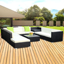 Gardeon 11PC Sofa Set with Storage Cover Outdoor Furniture Wicker - Coll Online