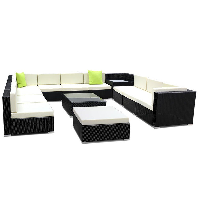 Gardeon 13PC Sofa Set with Storage Cover Outdoor Furniture Wicker - Coll Online