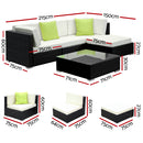 Gardeon 5PC Sofa Set with Storage Cover Outdoor Furniture Wicker