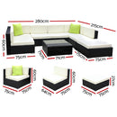 Gardeon 8PC Sofa Set with Storage Cover Outdoor Furniture Wicker