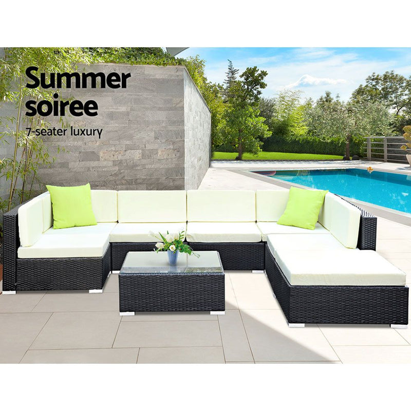 Gardeon 8PC Outdoor Furniture Sofa Set Wicker Garden Patio Pool Lounge - Coll Online