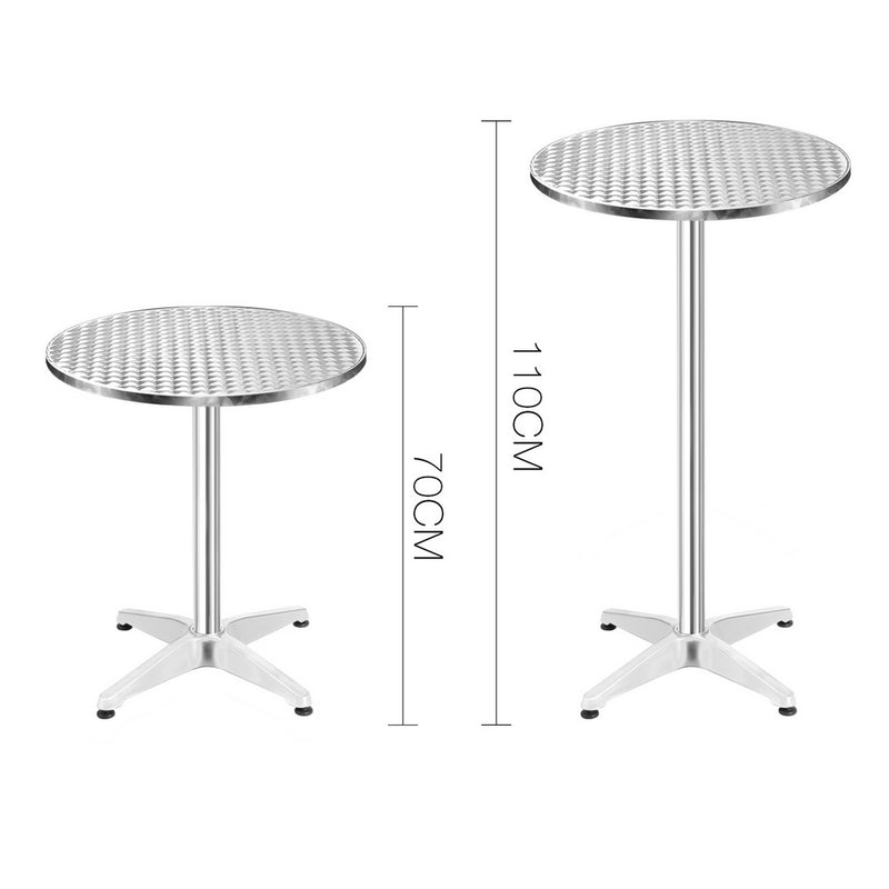 Gardeon Aluminium Adjustable Round Bar Table - Silver