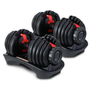 Everfit 2 x 24KG Adjustable Dumbbells Set Dumbbell Weight Plates Home Gym Exercise