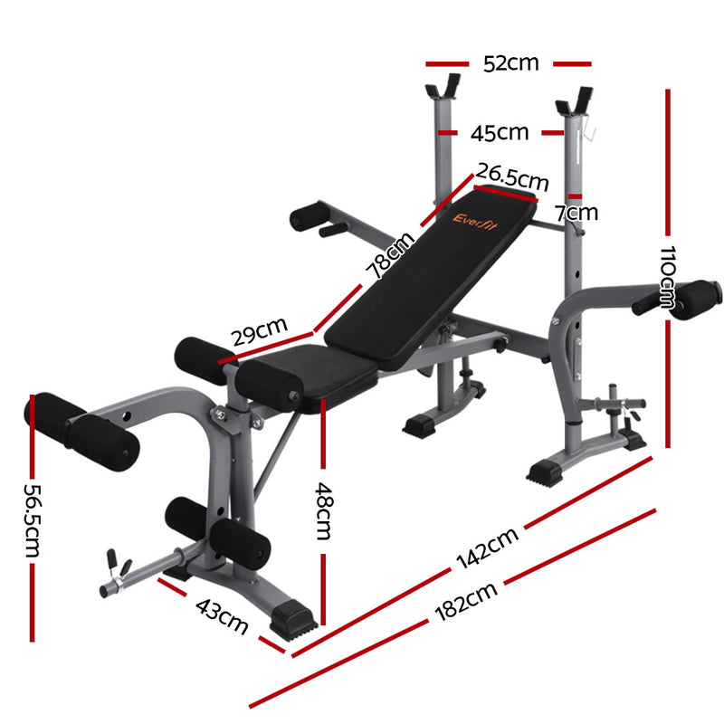 Everfit Multi Station Weight Bench Press Fitness Weights Equipment Incline Black - Coll Online