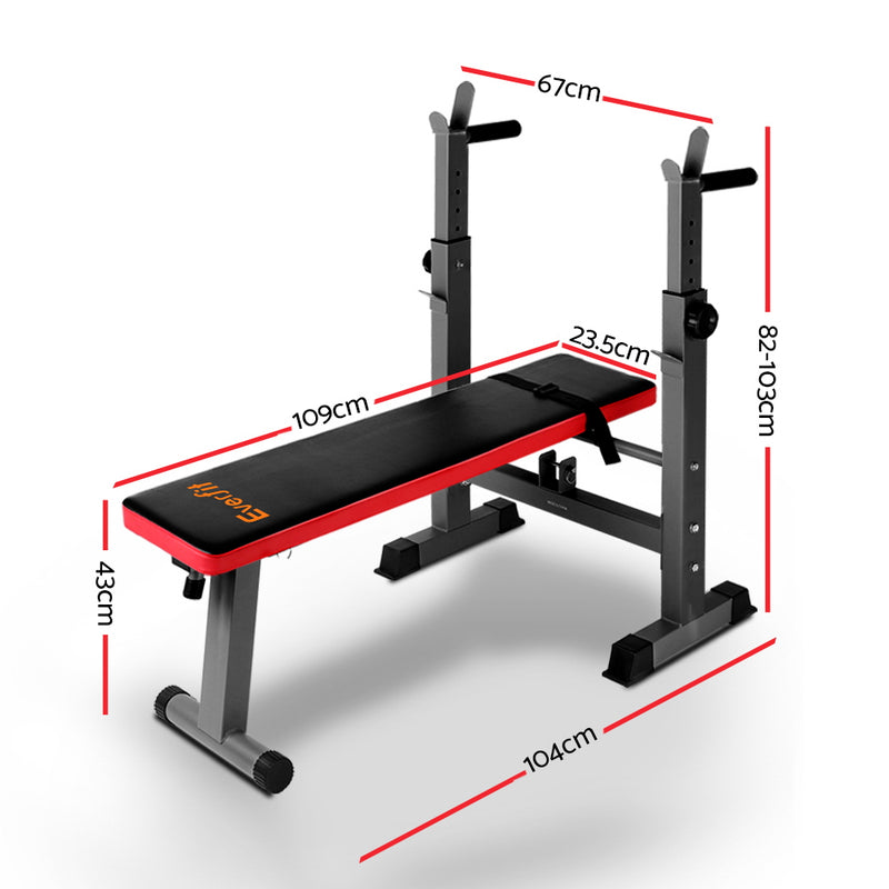 Everfit Multi-Station Weight Bench Press Weights Equipment Fitness Home Gym Red - Coll Online