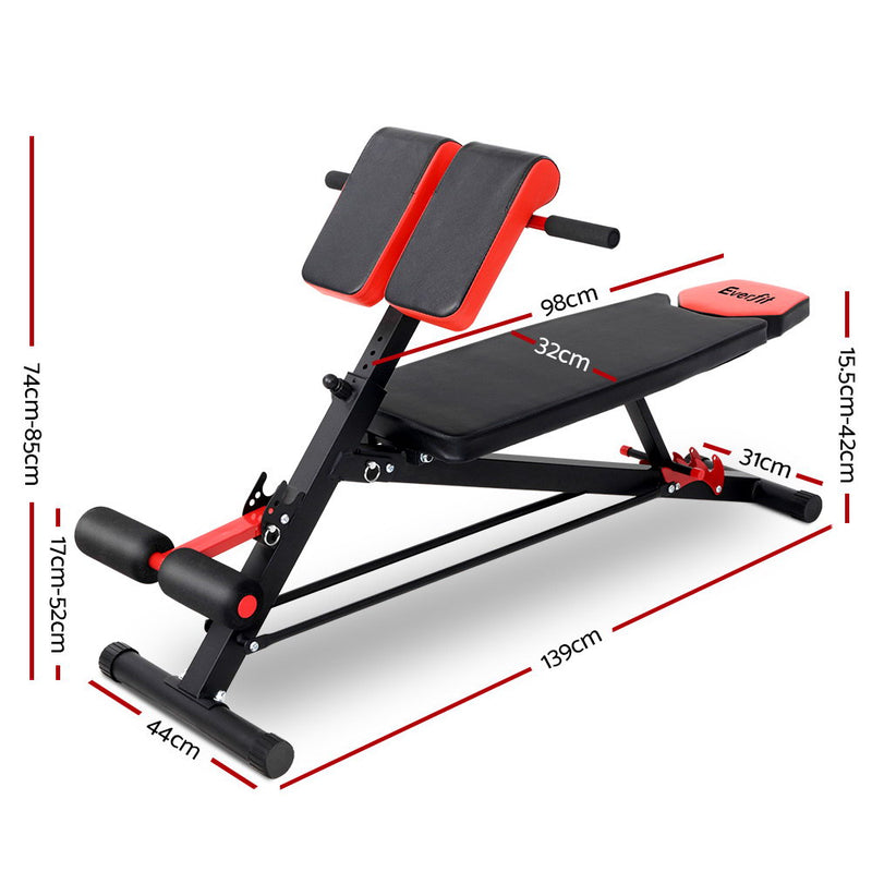 Everfit Adjustable Weight Bench Sit-up Fitness Flat Decline Home Gym Machine Steel Frame - Coll Online