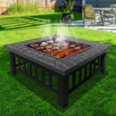 Grillz Outdoor Fire Pit BBQ Table Grill Fireplace Stone Pattern - Coll Online