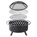 Grillz 32 Inch Portable Outdoor Fire Pit and BBQ - Black - Coll Online