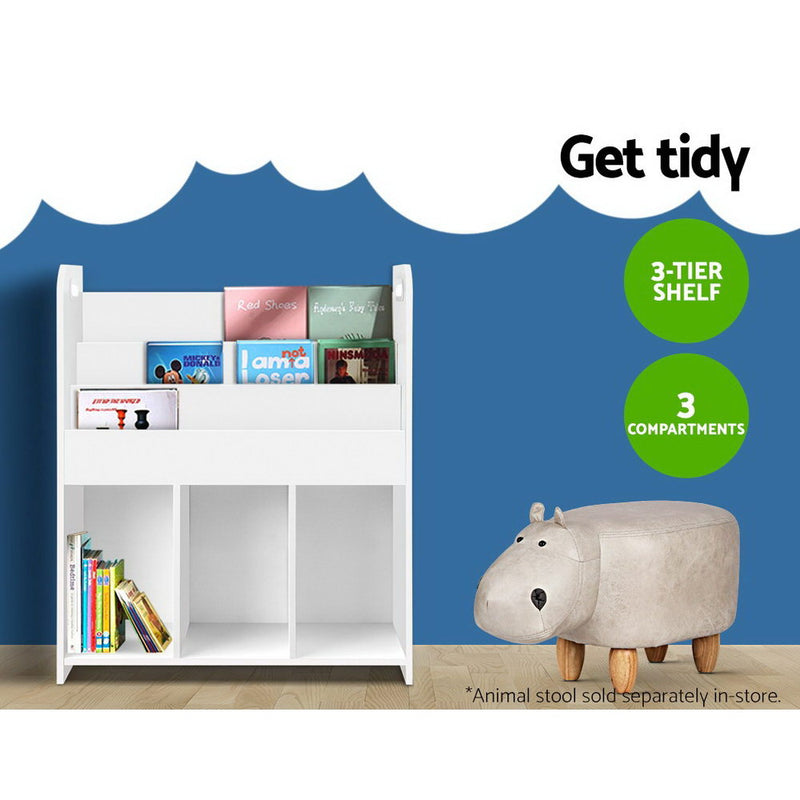 Keezi Kids Bookcase Childrens Bookshelf Display Cabinet Toys Storage Organizer - Coll Online