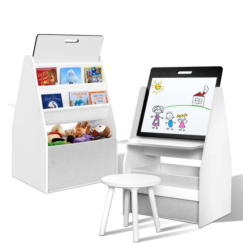 Keezi Kids Bookshelfs Child Bookcases Kids Easel Whiteboard Magazine Rack Desk - Coll Online
