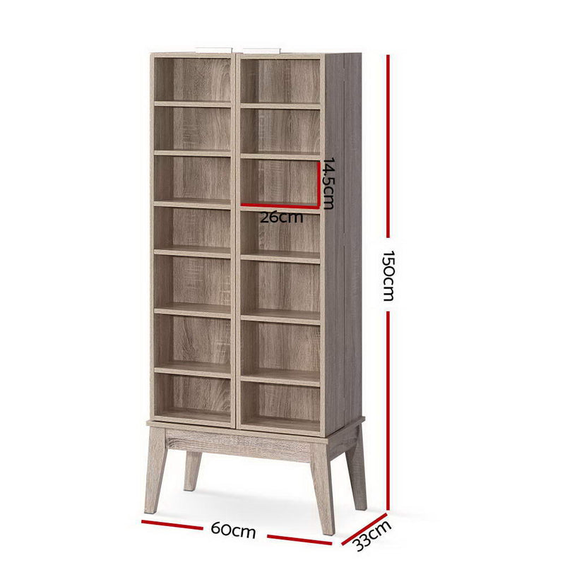 Artiss CD DVD Media Storage Display Shelf Folding Cabinet Bookshelf Bluray Rack Oak - Coll Online