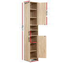 Artiss 185cm Bathroom Cabinet Tallboy Furniture Toilet Storage Laundry Cupboard Oak - Coll Online