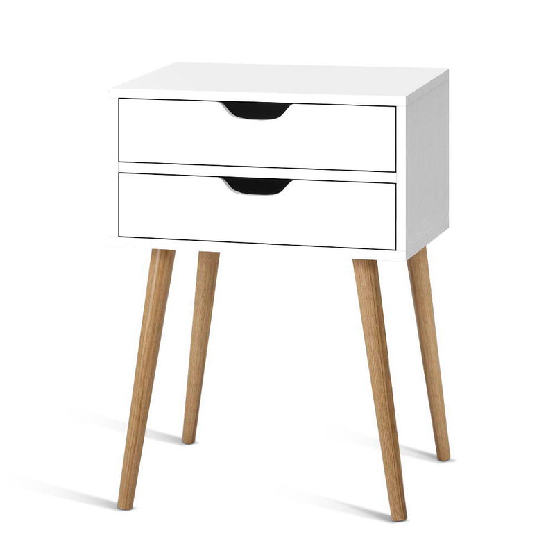 Artiss Bedside Tables Drawers Side Table Nightstand Wood Storage Cabinet White - Coll Online