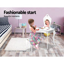 Keezi Kids Vanity Dressing Table Stool Set Mirror Drawer Children Makeup White - Coll Online