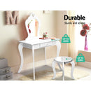 Keezi Kids Vanity Dressing Table Stool Set Mirror Drawer Children Makeup White - Coll Online