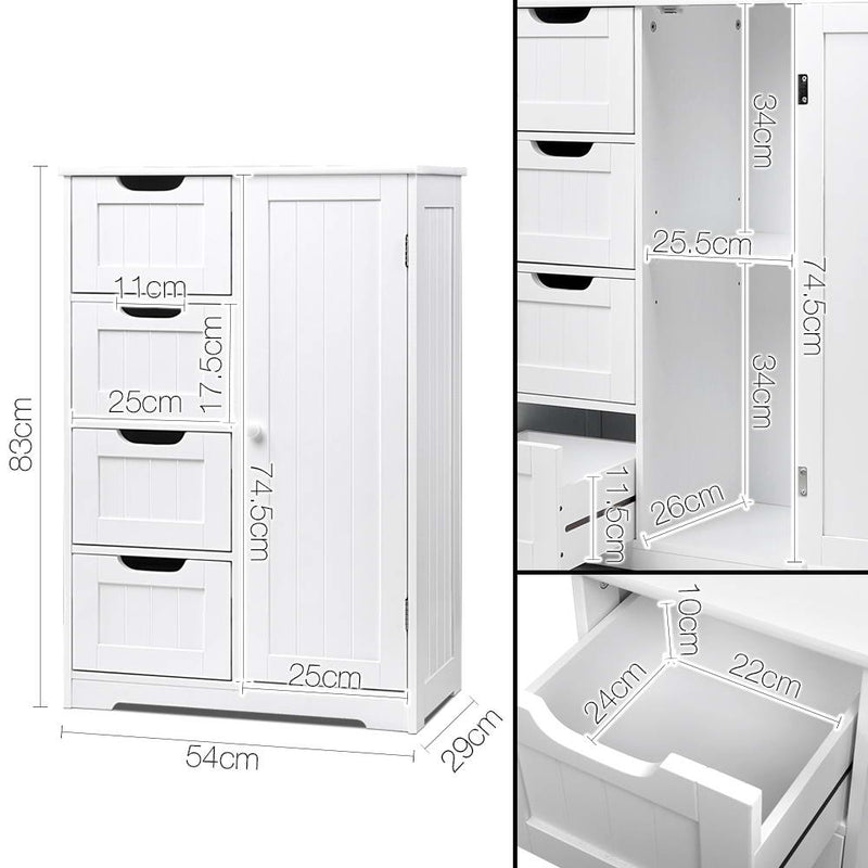 Artiss Bathroom Tallboy Storage Cabinet - White - Coll Online