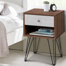 Artiss Bedside Table with Drawer - Grey & Walnut - Coll Online