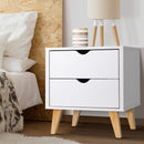 Artiss 2 Drawer Wooden Bedside Tables - White - Coll Online