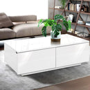 Artiss Modern Coffee Table 4 Storage Drawers High Gloss Living Room Furniture White - Coll Online