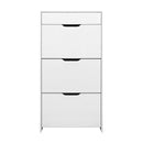 Artiss Shoe Cabinet 3 Tier Shoes Storage Drawer High Gloss White Rack Shelf