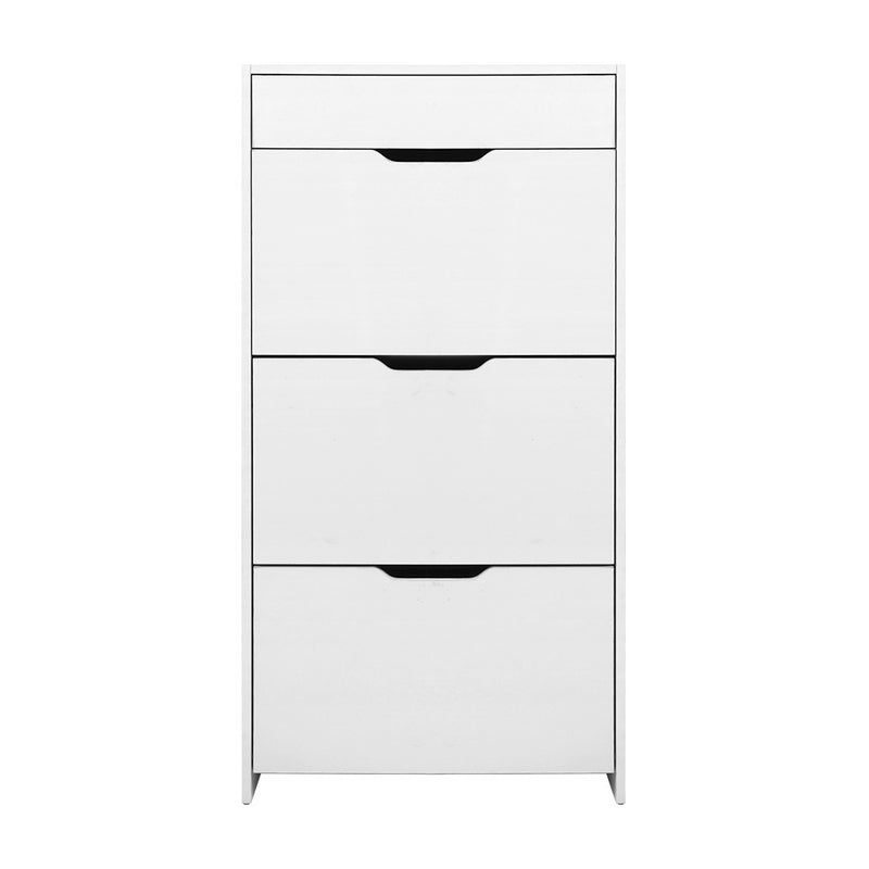 Artiss Shoe Cabinet 3 Tier Shoes Storage Drawer High Gloss White Rack Shelf